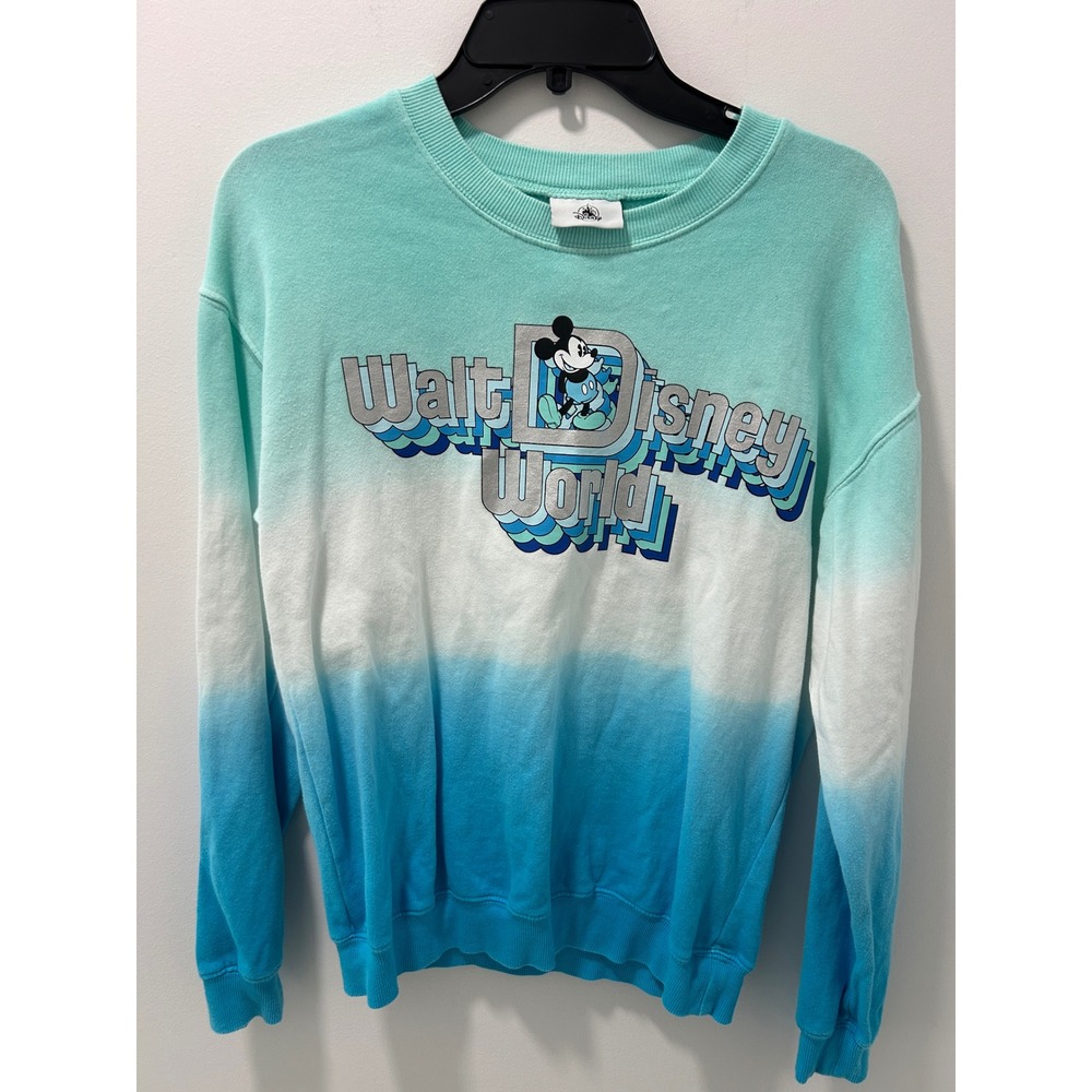 Disney Parks Walt Disney World Mickey Mouse Ombre Sweatshirt Blue Teal XS